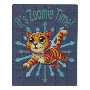 It's Zoomie Time Orange Tabby Cat Jigsaw Puzzle
