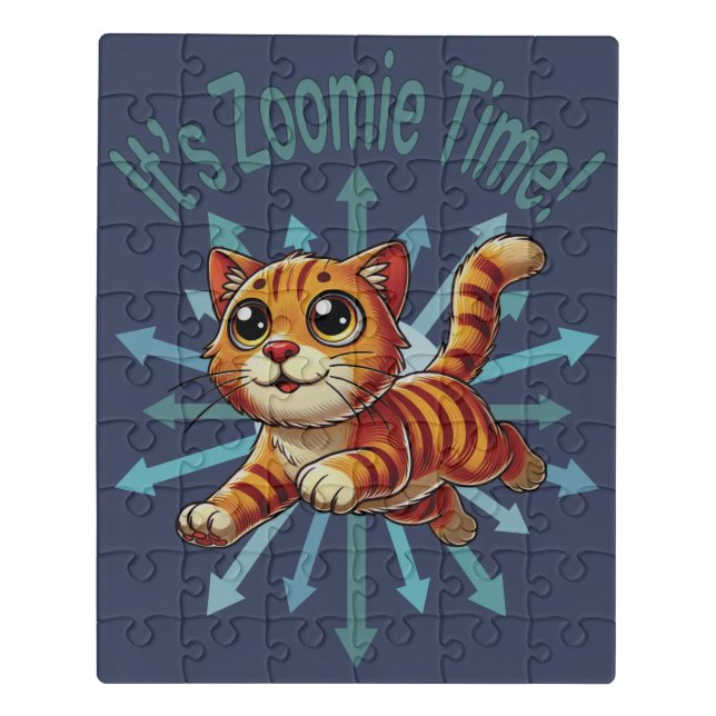 It's Zoomie Time Orange Tabby Cat Jigsaw Puzzle (Puzzle Vertical)