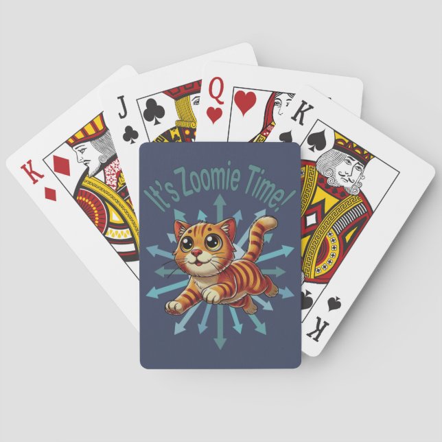 It's Zoomie Time Orange Tabby Cat Poker Cards (Back)