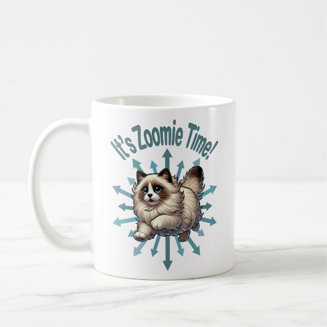 It's Zoomie Time Ragdoll Cat Coffee Mug (Left)