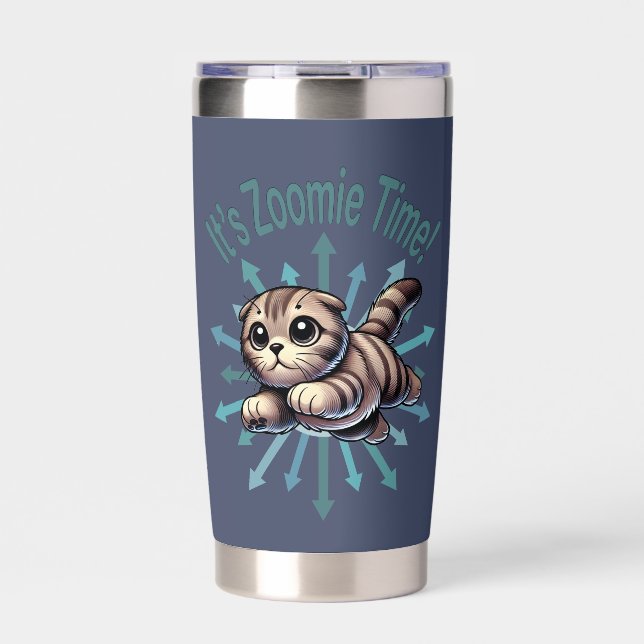 It's Zoomie Time Scottish Fold Cat Insulated Tumbler (Front)