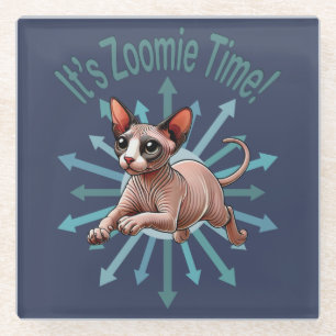It's Zoomie Time Sphynx Cat Glass Coaster