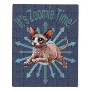 It's Zoomie Time Sphynx Cat Jigsaw Puzzle