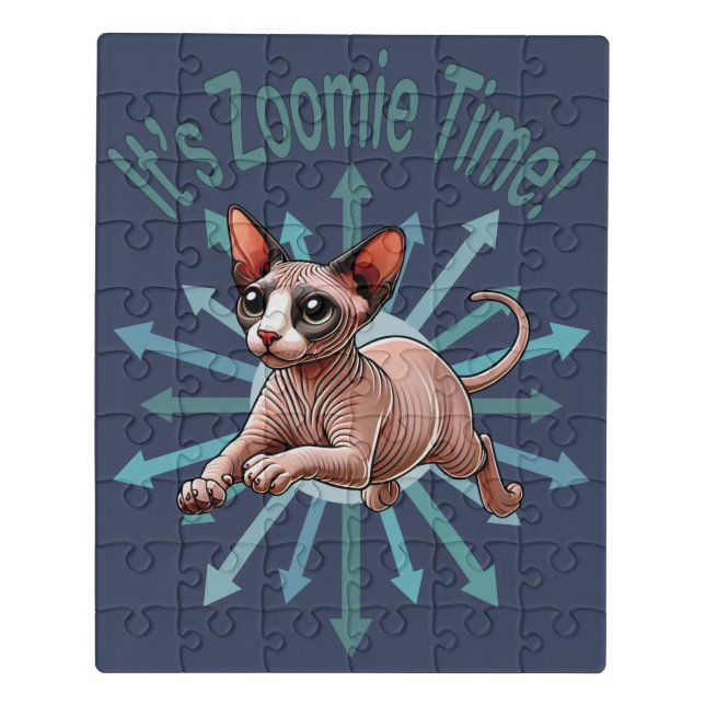 It's Zoomie Time Sphynx Cat Jigsaw Puzzle (Puzzle Vertical)