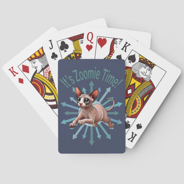It's Zoomie Time Sphynx Cat Poker Cards (Back)