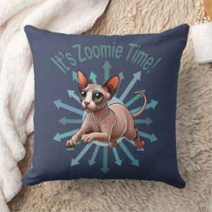 It's Zoomie Time Sphynx Cat Throw Pillow