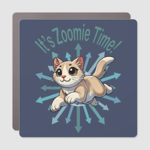 It's Zoomie Time Tan Bicolor Cat Car Magnet