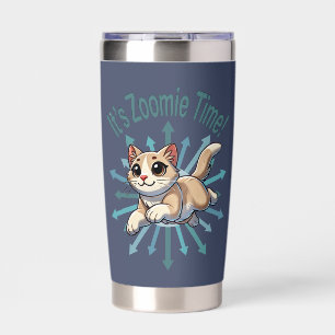 It's Zoomie Time Tan Bicolor Cat Insulated Tumbler