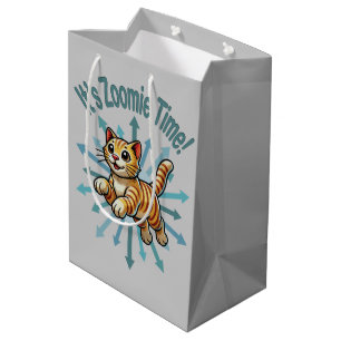 It's Zoomie Time Tiger Cat Medium Gift Bag