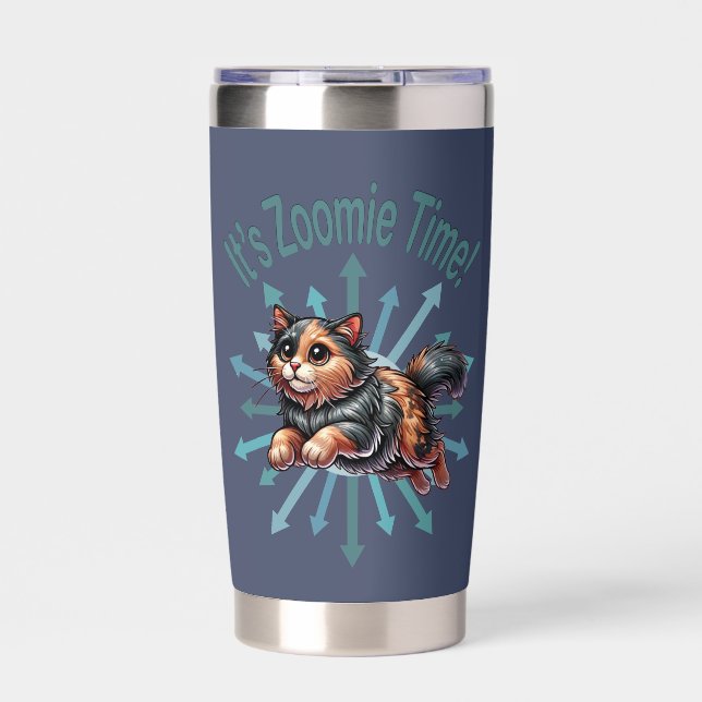 It's Zoomie Time Tortoise Shell Cat Insulated Tumbler (Front)