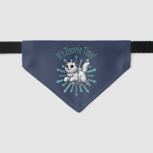 It's Zoomie Time White Cat Pet Bandana Collar