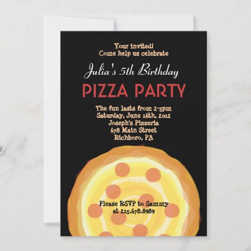 ITSA PIZZA PARTY Happy Birthday Party Invitation