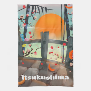 Itsukushima Japan travel poster Kitchen Towel