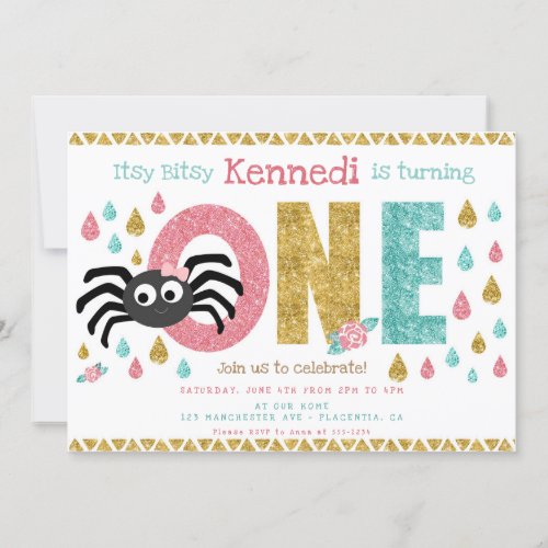 Itsy Bitsy Spider First birthday Girl Invitation