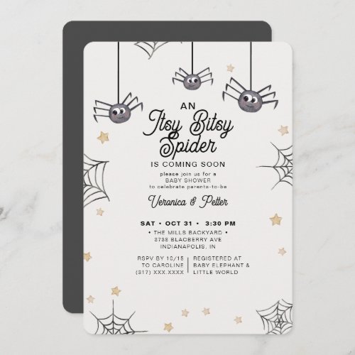 Itsy Bitsy Spider Neutral Halloween Baby Shower  Invitation