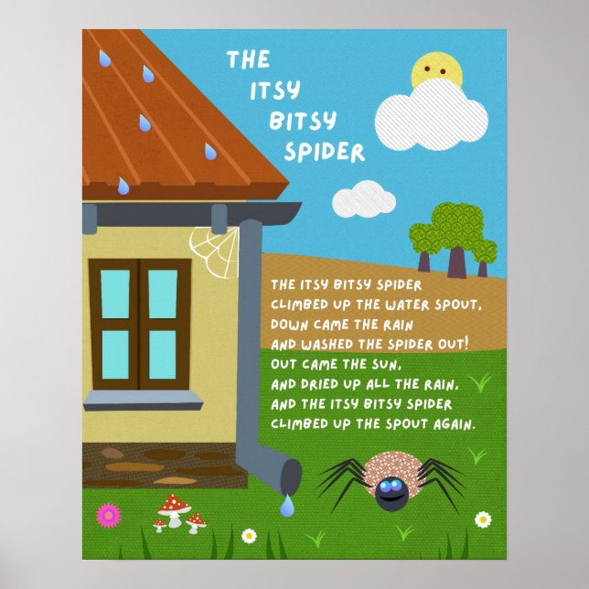 Itsy Bitsy Spider Nursery Rhyme Classroom Poster (Front)