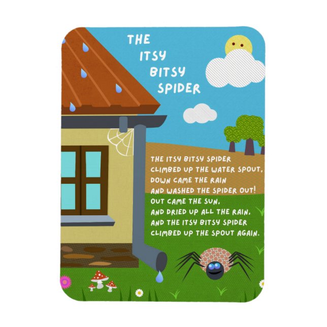 Itsy Bitsy Spider Nursery Rhyme Magnet (Vertical)