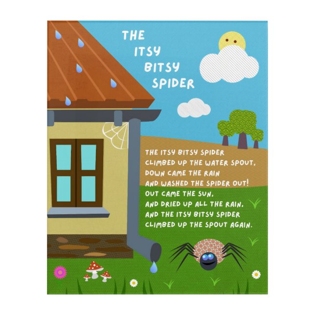 Itsy Bitsy Spider Nursery Rhyme Wall Art (Front)