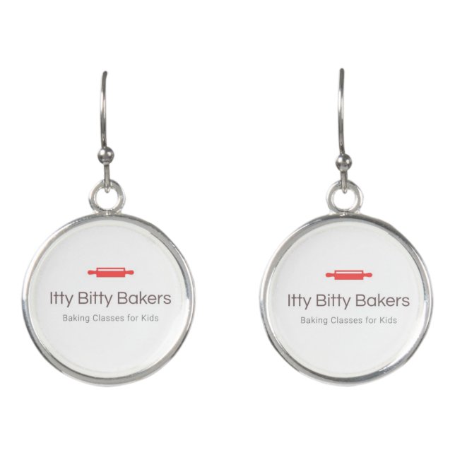 Itty Bitty Bakers logo earrings (Front)