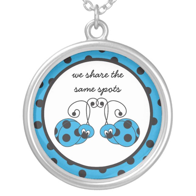 Itty Bitty Blue Ladybug Best Friends Necklace (Front)
