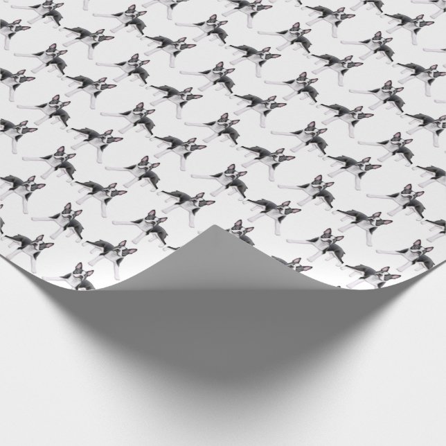Itty Bitty Boston Terrier Dogs Wrapping Paper (Corner)