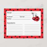 Itty Bitty Ladybug Red Recipe Card at Zazzle