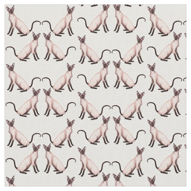 Itty Bitty Siamese Kitty Cats Fabric (Close Up)