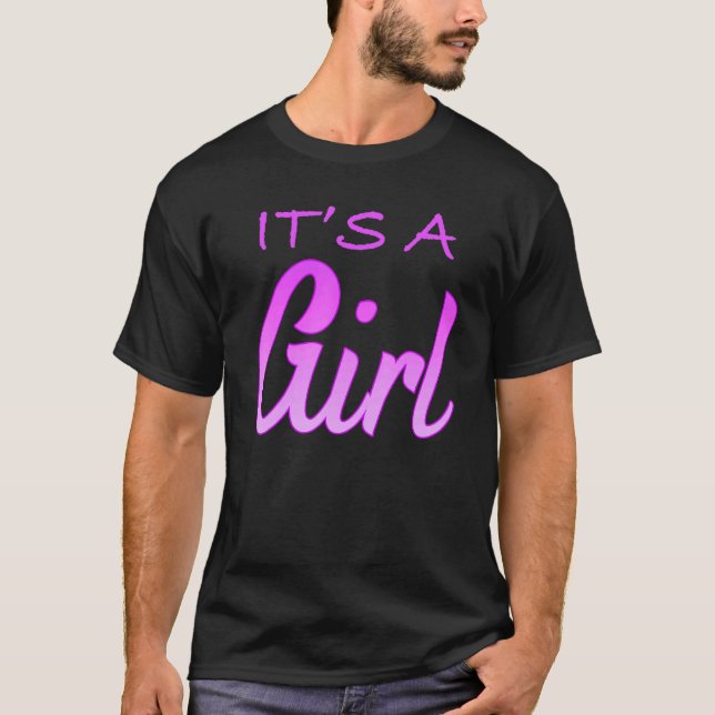 Itu2019s A Girl White Black Baby Shower Girl Child T-Shirt (Front)