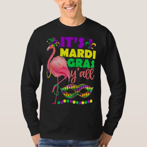 Itu2019s Mardi Gras Yu2019all Flamingo Jester  Kid T_Shirt
