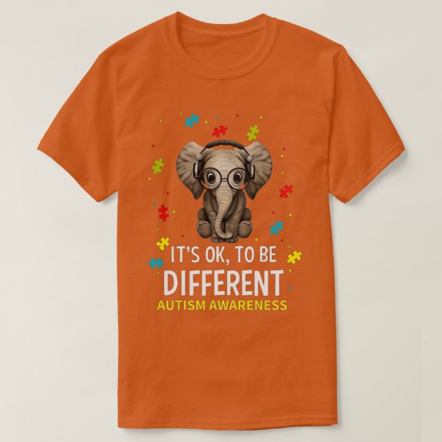 Itx27s Ok To Be Different Elephant Autism Awarenes T-Shirt (Design Front)