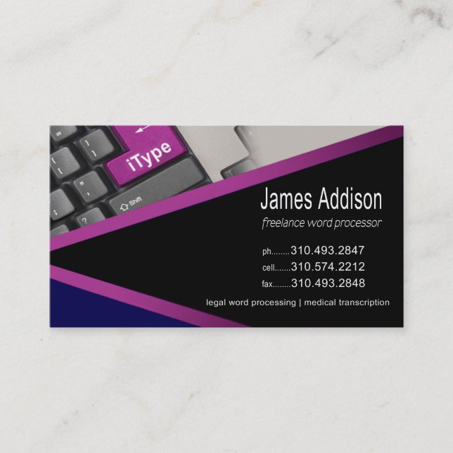 iType - Word Processing Expert Freelancer Business Card (Front)