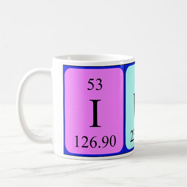 Iuna periodic table name mug (Left)