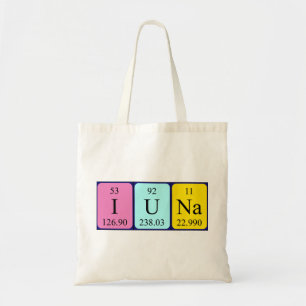 Iuna periodic table name tote bag
