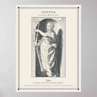 Iustitia Justice Cardinal Virtue Engraving Poster