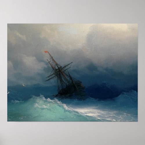 Ivan Aivazovsky _ Ship On Stormy Sea Poster