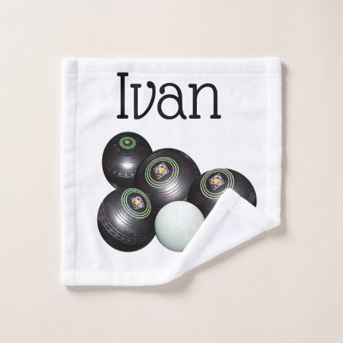 Ivan Name With Lawn Bowls Design Hand Towel