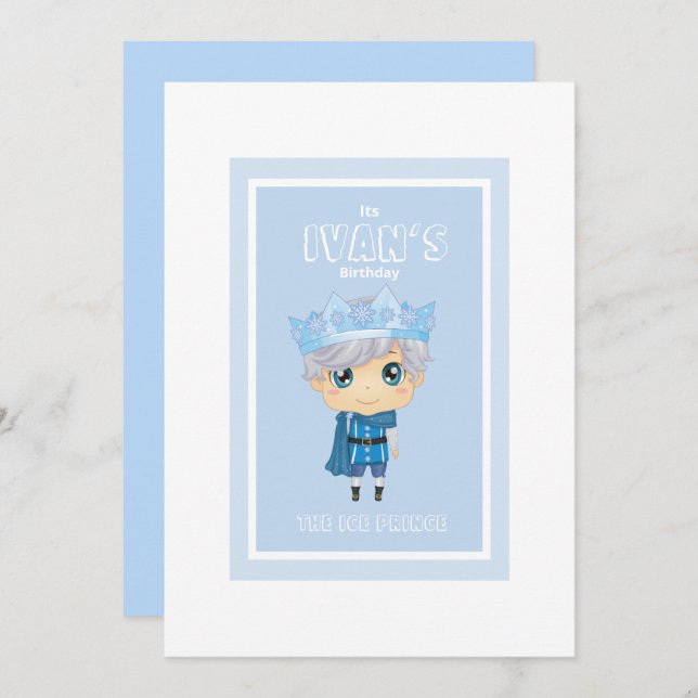 Ivan the ice prince birthday invitation (Front/Back)