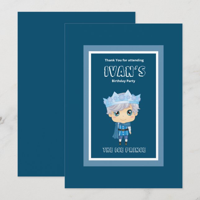 Ivan the ice prince birthday invitation (Front/Back)