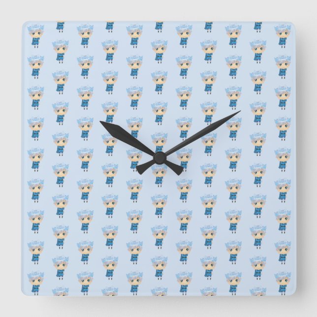 Ivan the ice prince blue paper square wall clock (Front)