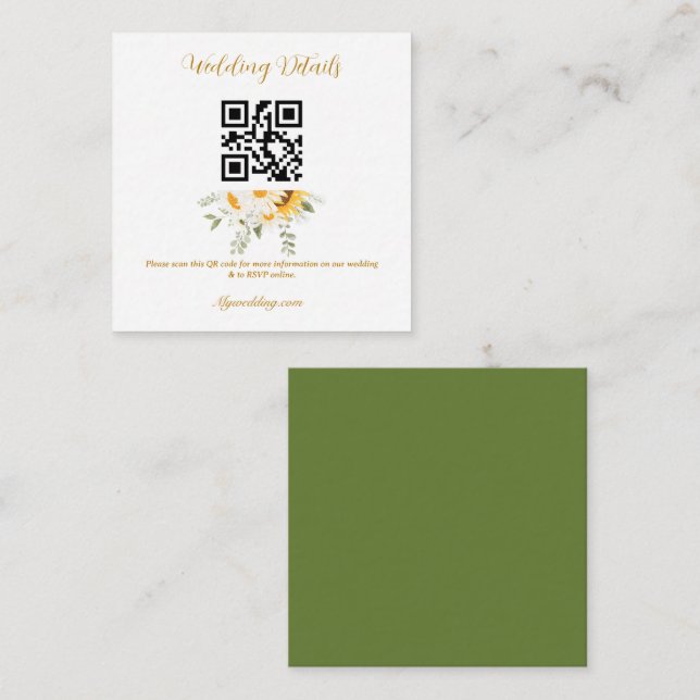 IVANA Elegant Yellow & White Flower Wedding Enclosure Card (Front/Back)