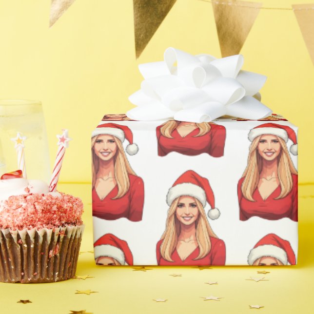 Ivanka Trump With Santa Claus Hat Merry Christmas Wrapping Paper (Birthday Party)