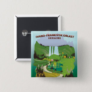 Ivano-Frankivsk Oblast Ukraine travel poster Button