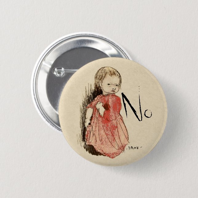 Ivar Arosenius Lillan Defiant little girl says No Button (Front & Back)