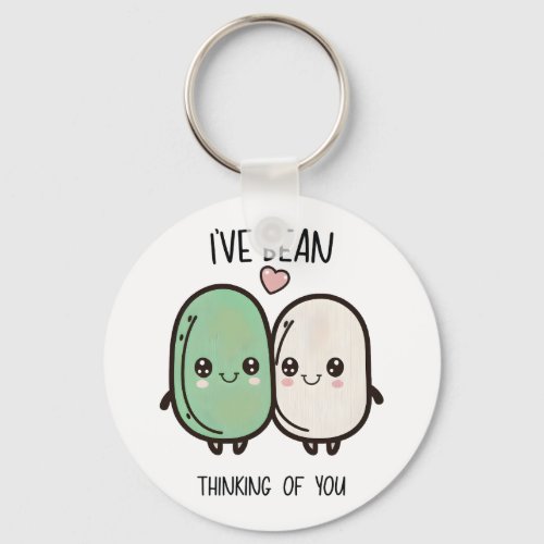 Ive Bean Thinking of You Valentines Day Food Pun Keychain