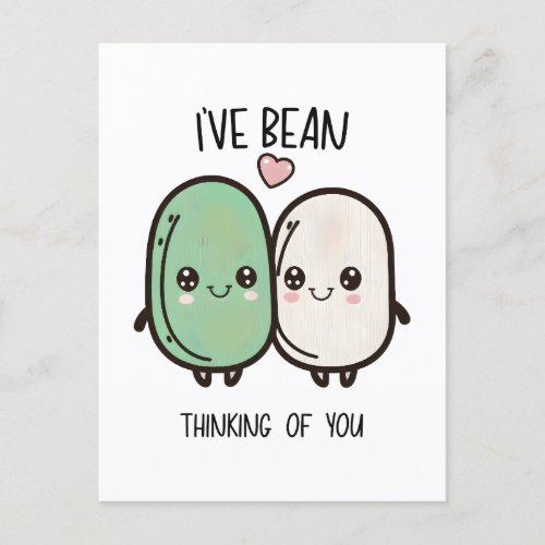 Ive Bean Thinking of You Valentines Day Food Pun Postcard