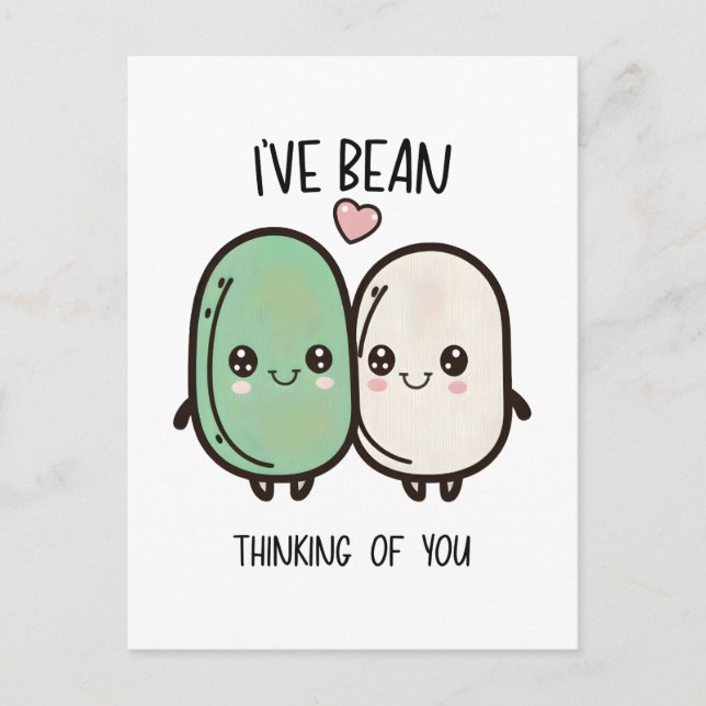 I've Bean Thinking of You Valentines Day Food Pun Postcard (Front)