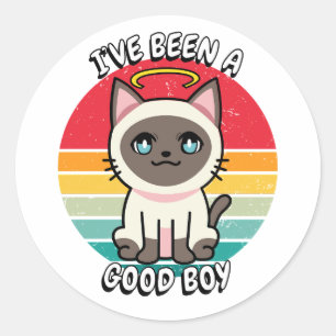 Ive been a good boy - siamese cat classic round sticker