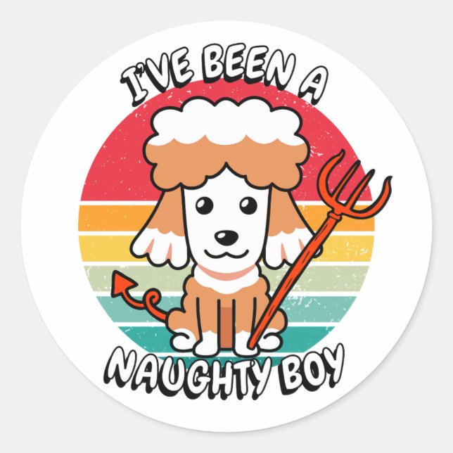Ive been a naughty boy - brown dog classic round sticker (Front)