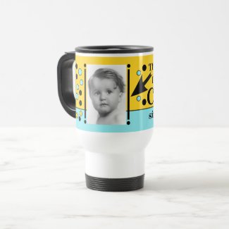 I've been cute since year photo yellow blue travel mug