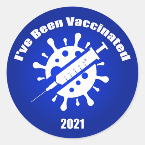 Ive Been Vaccinated Blue Classic Round Sticker
